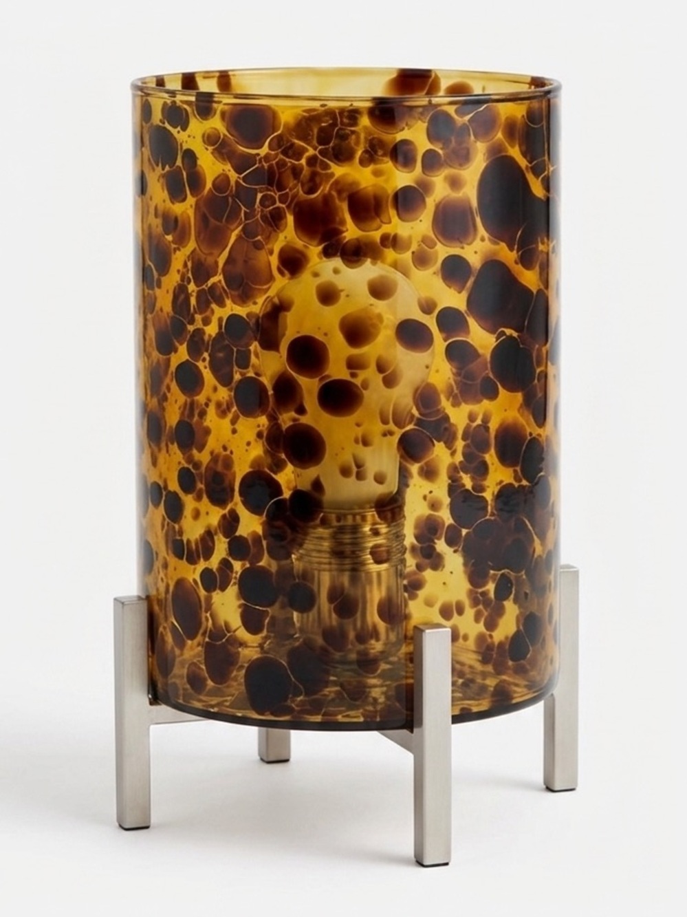 Ravenna Home Mini Glass Accent Lamp Tortoise Shell ~9.75" EUC